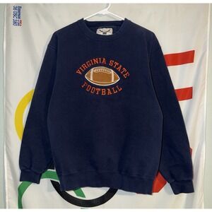 Vintage Oarsman Virginia State Football Sweatshirt Medium Crewneck 90s Navy Blue